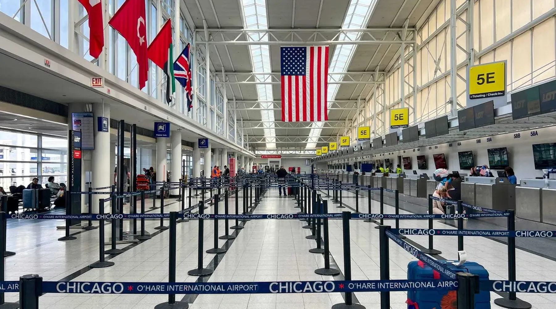 Flags inside O'Hare Terminal 5
