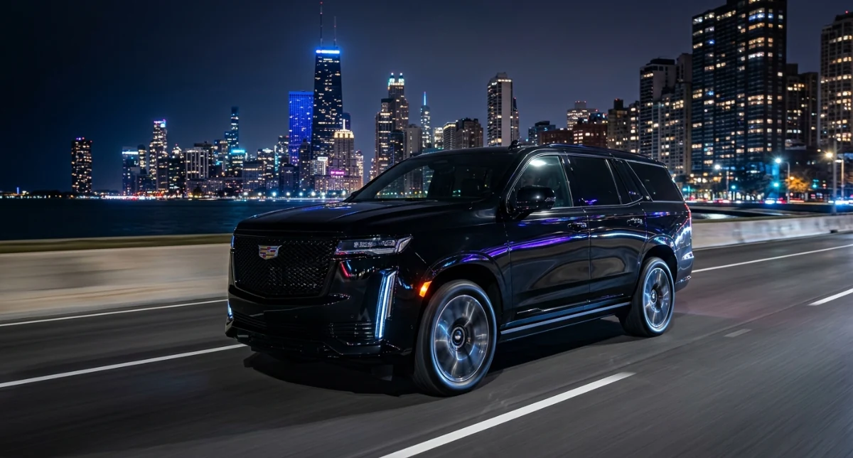 Black Cadillac Escalade, shown without a chauffeur