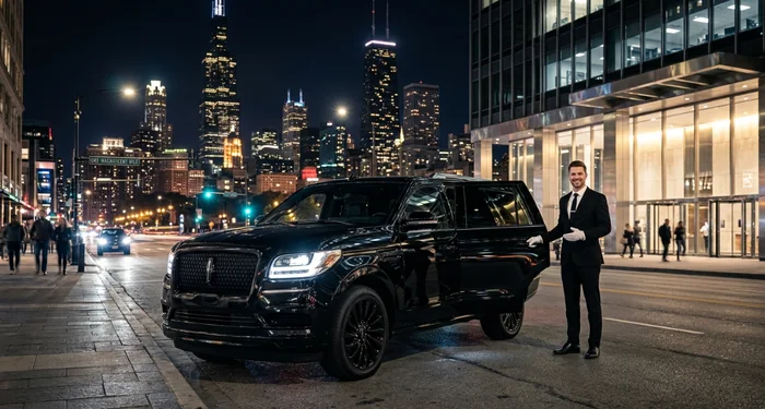 Professional chauffeur with the Lincoln Navigator in Chicago