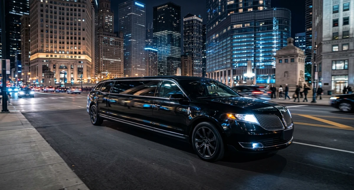 Black Lincoln Stretch Limousine, shown without a chauffeur